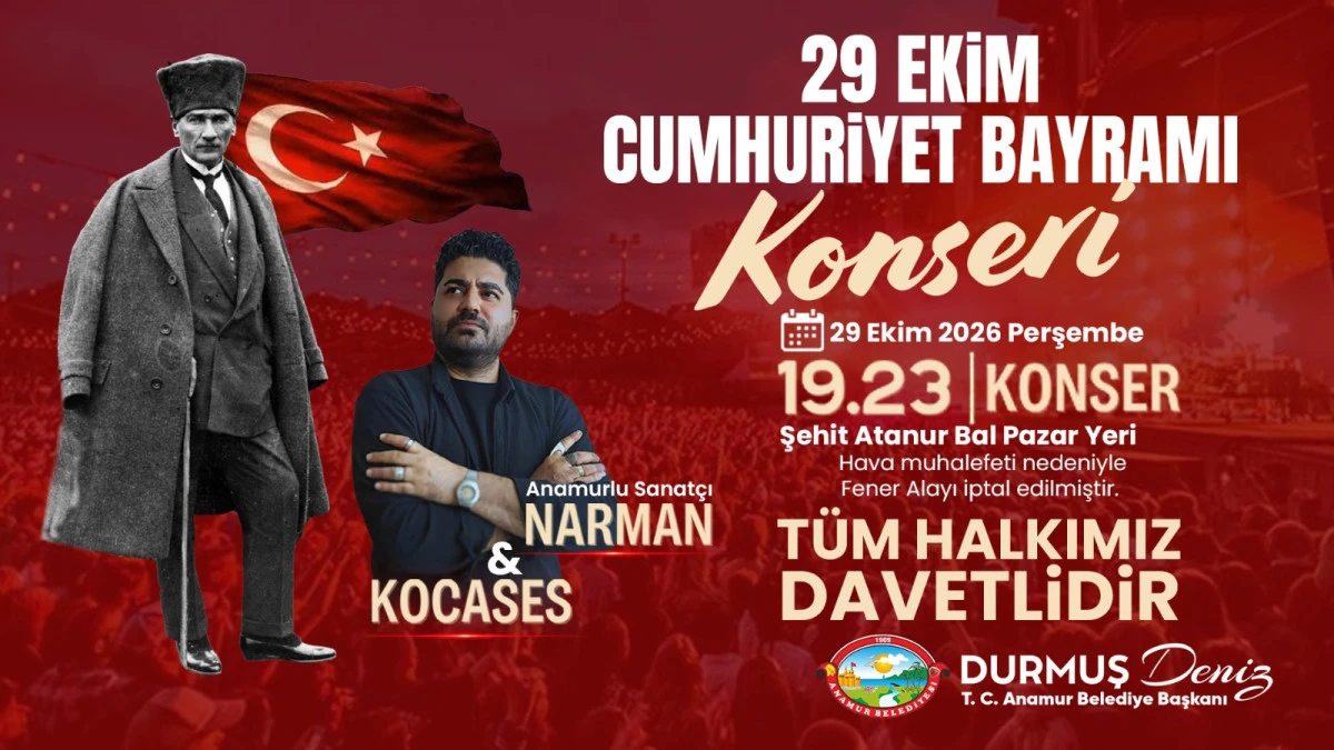 ANAMUR BELEDİYE BAŞKANI DURMUŞ DENİZ&rsquo;İN 29 EKİM CUMHURİYET BAYRAMI KUTLAMA MESAJI