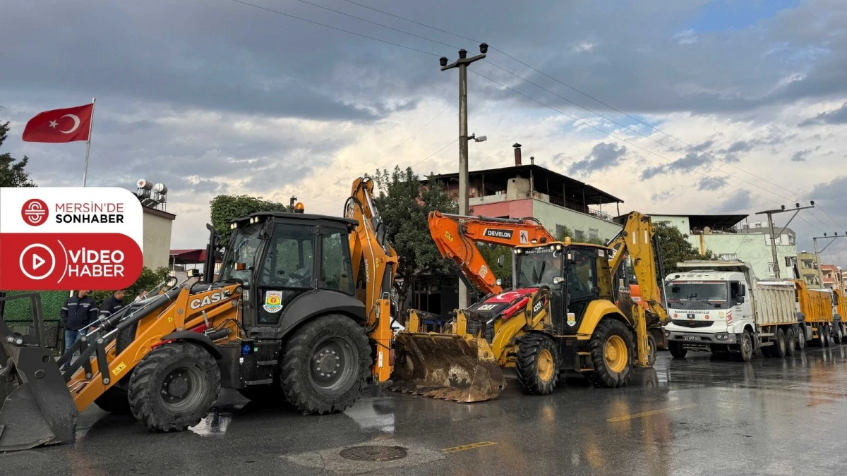 GECE BOYUNCA YAĞIŞ MESAİSİ: TARSUS BELEDİYESİ EKİPLERİ SAHADAYDI