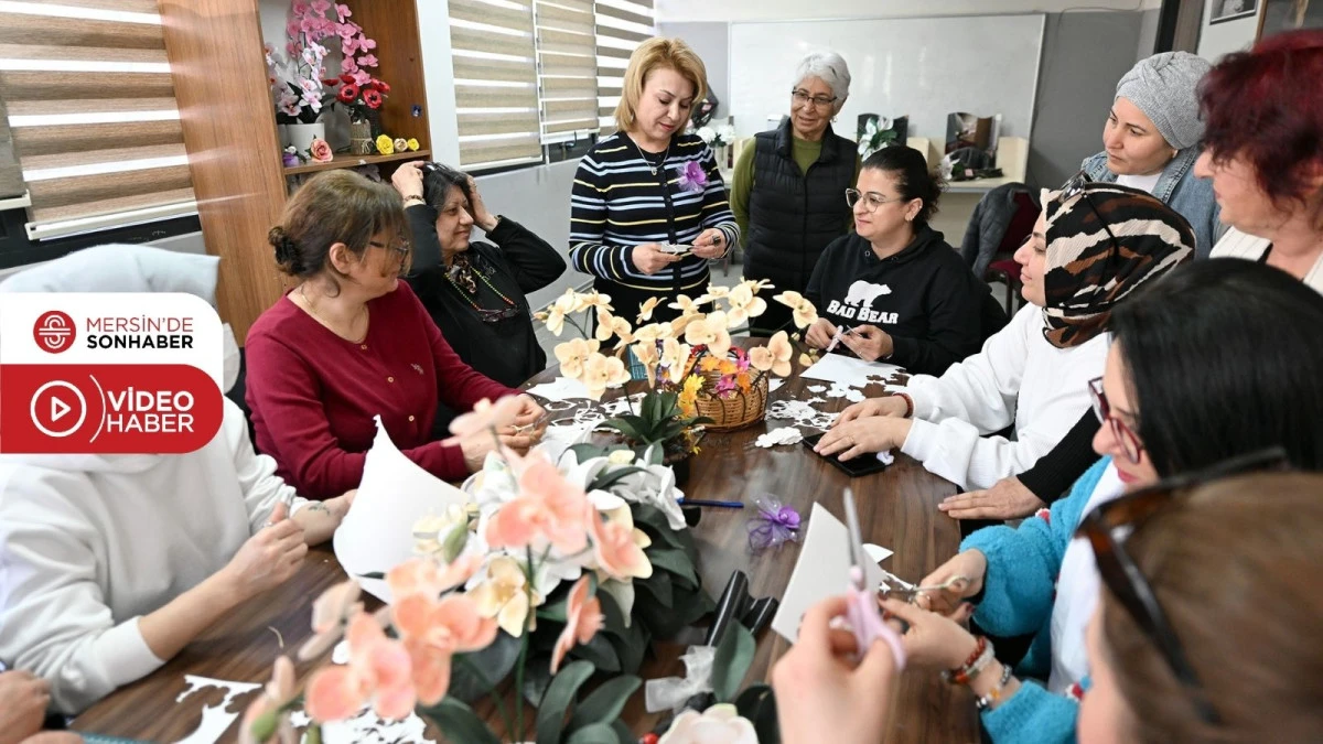 MERSİN B&Uuml;Y&Uuml;KŞEHİR&rsquo;İN MERCEK KURSLARINDA KADINLAR &Uuml;RETTİK&Ccedil;E KAZANIYOR