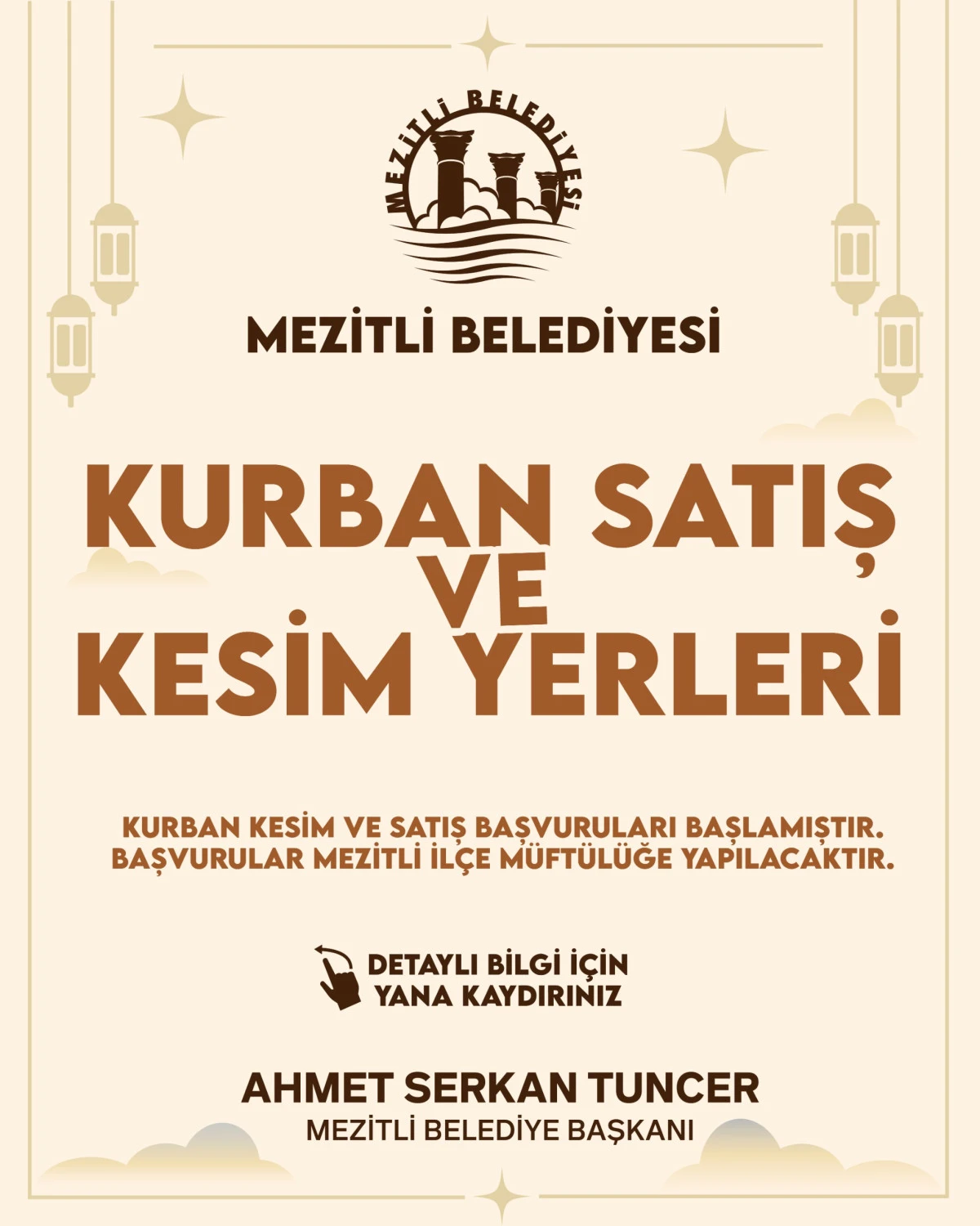 MEZİTLİ BELEDİYESİ&rsquo;NDEN KURBAN BAYRAMI D&Uuml;ZENLEMESİ